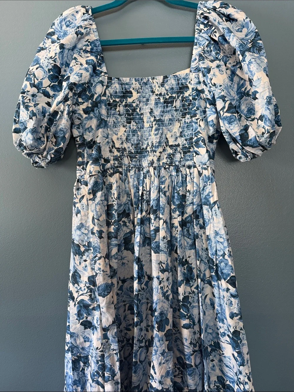 Abercrombie & Fitch White and Blue Floral Maxi Dress. Small tall